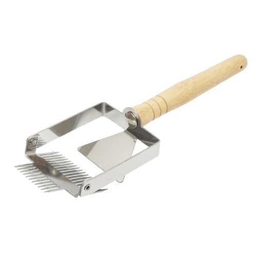[AMAT6-117640] Furculita descapacit, decapsulare miere din inox cu maner din lemn