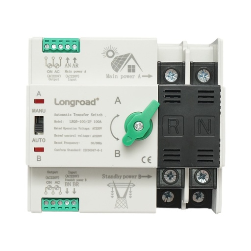 [AMAT6-118005] Comutator ATS 220V monofazat, separator automat de la panouri fotovoltaice la generator ATS-2P-63A Suntree