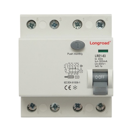 [AMAT6-118021] Intrerupator automat diferential RCCB 4P 40A, 400V, 300mA tip AC Longroad