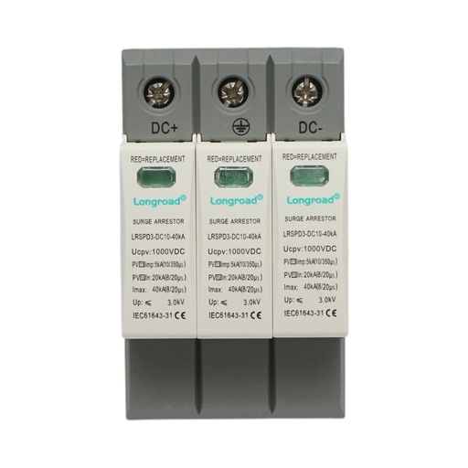 [AMAT6-118088] Descarcator la supratensiune cu semnalizare pentru sisteme fotovoltaice DC 3P, 1000VDC Longroad