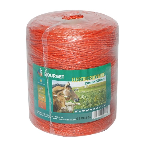 [AMAT6-118269] Rola fir portocalie fi 2mm 3x0.15mm SS, 500m gard electric, rezistenta 15 Ohm Bourget