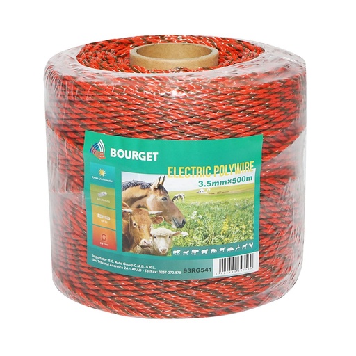 [AMAT6-118279] Rola fir portocaliu-negru fi 3.5mm 6x0.25mm SS, 500m gard electric, rezistenta 0.9 Ohm Bourget