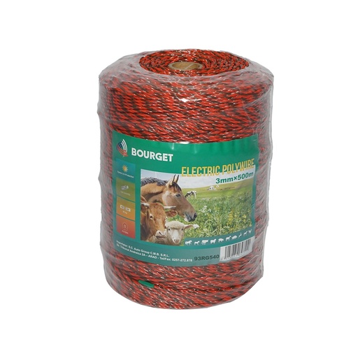 [AMAT6-118315] Rola fir portocaliu-negru fi 3mm 5x0.2mm SS, 500m gard electric, rezistenta 4.5 Ohm Bourget