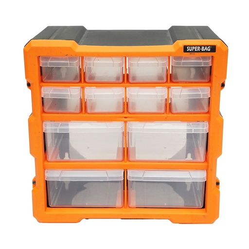 [AMAT6-118758] Cutie depozitare portocalie din plastic modulara, 12 sertare 267x262x157mm