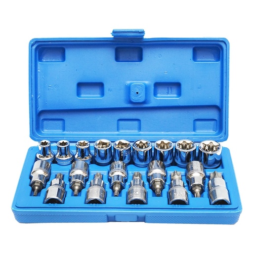 [AMAT6-118862] Trusa chei tubulare E-Torx, profil biti TX 19 piese