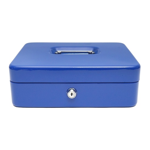 [AMAT6-118985] Caseta metalica pentru pentru bani cu incuietoare si 2 chei albastra 250x200x90mm
