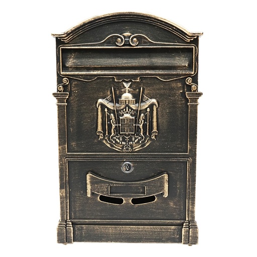 [AMAT6-118990] Cutie postala antic auriu 410X260X90mm cu 2 chei si accesorii de prindere