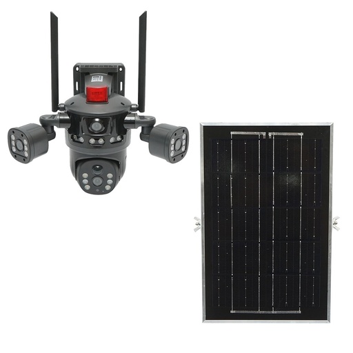 [AMAT6-119205] Camera supraveghere lentila duala Ai 4G, WIFI 2.4GHz cu panou solar 8W, rotativa 360 PTZ, detectie umana, infrarosu, alarma si aplicatie V380 Pro