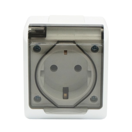 [AMAT6-119574] Priza simpla aplicata PT 16A, 250V contact de protectie si capac transparent IP44