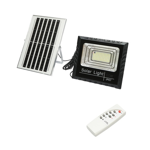 [AMAT6-119921] Proiector LED 60W cu panou solar 10W, baterie Li-ion 1200mAh si telecomanda IP67