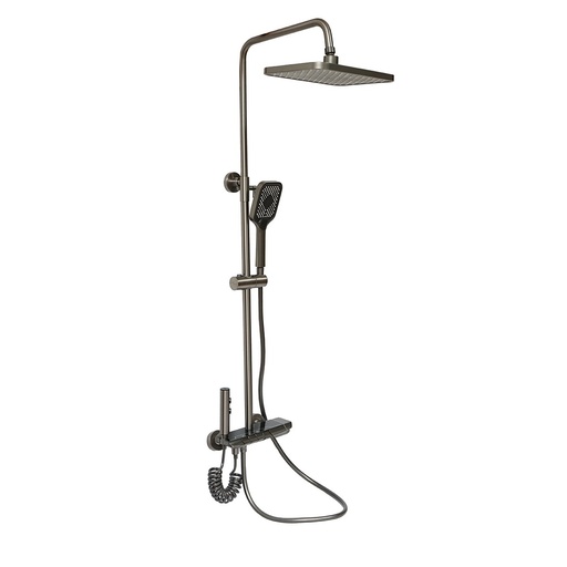 [AMAT6-120571] Set dus multifunctional cu termostat, afisaj digital temperatura apa, 4 functii de curgere a apei, pipa cada, dus dreptunghiular, dus de mana, dus bideu, gri