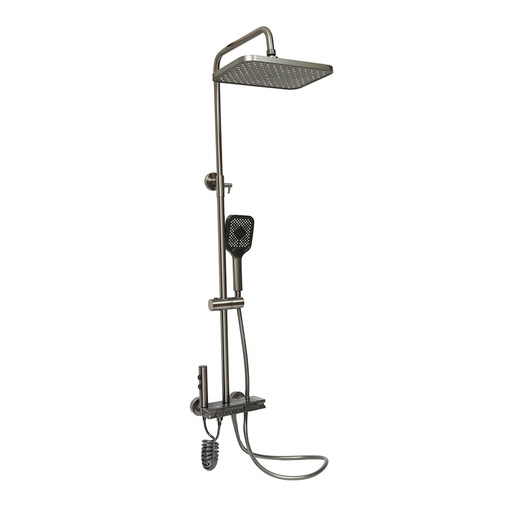 [AMAT6-120572] Set dus multifunctional cu termostat, afisaj digital temperatura apa, 4 functii de curgere a apei, pipa cada, dus dreptunghiular, dus de mana, dus bideu, gri