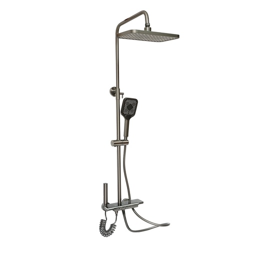 [AMAT6-120575] Set dus multifunctional cu termostat, afisaj digital temperatura apa, 4 functii de curgere a apei, pipa cada, dus dreptunghiular, dus de mana, dus bideu, gri