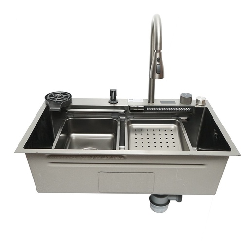 [AMAT6-120623] Chiuveta bucatarie multifunctionala din otel inoxidabil cu afisaj digital temperatura, functie cascada, spalator pahare, dozator sapun, scurgator, tava, tocator si accesorii