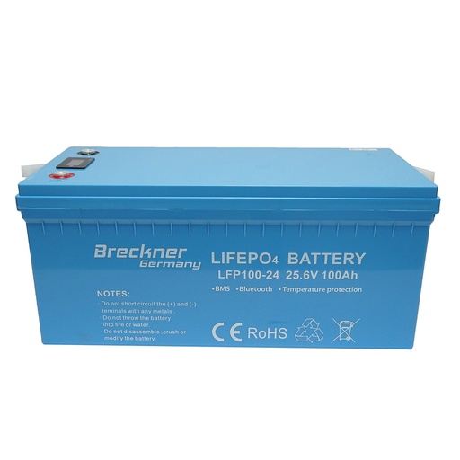 [AMAT6-121243] Baterie LiFePO4 2.56kW Li-ion 25.6V, 100Ah cu BMS, Bluetooth, LCD display si protectie temperatura