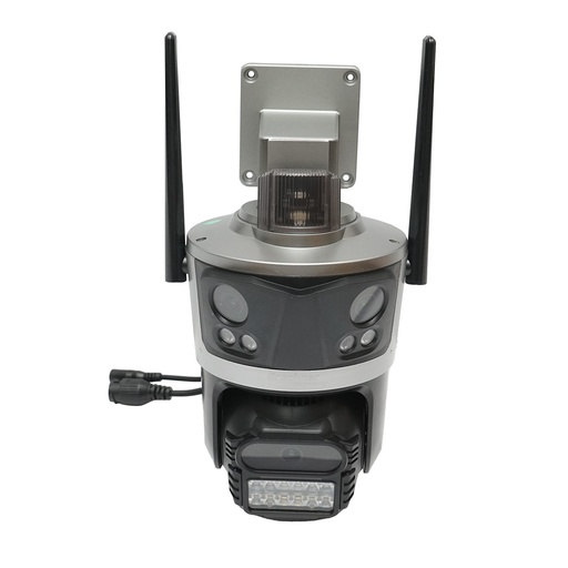 [AMAT6-121293] Camera de supraveghere 3 lentile, 3 obiective 8 MP, 2 CPU dual control, P2P WIFI 2.4G, PTZ cu senzor de miscare, alarma, night vision, AI detectie umana si aplicatie iCSee