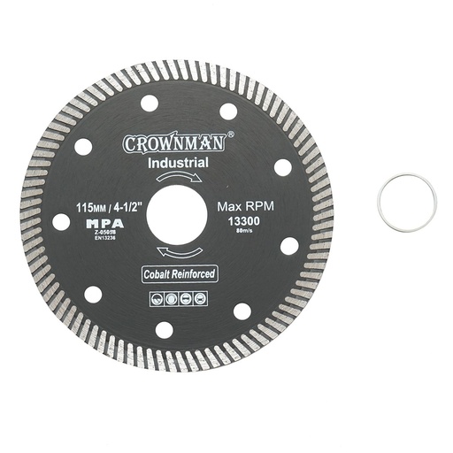 [AMAT6-121755] Disc diamantat turbo 115x22.23x1.35mm, viteza max. 13300rpm, taiere umeda/uscata pentru piatra, placi ceramice Crownman