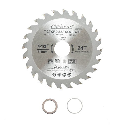 [AMAT6-121759] Disc circular vidia pentru lemn 115x22.23mm, 24 dinti, turatie maxima 13000rpm Crownman