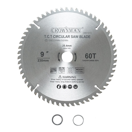 [AMAT6-121761] Disc circular vidia pentru lemn 230x25.4mm, 60 dinti, turatie maxima 6600rpm Crownman