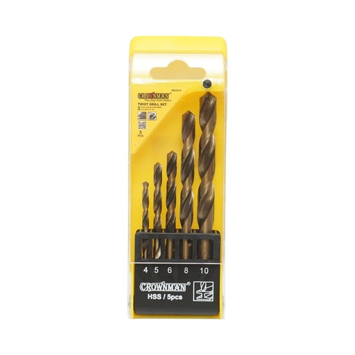 [AMAT6-121786] Set 5 burghie metal 4-10mm elicoidale HSS DIN 338 cu tija cilindrica Crownman