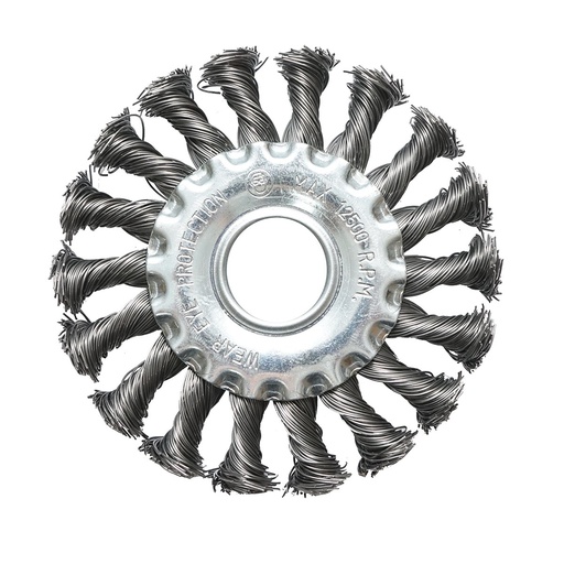 [AMAT6-121899] Disc perie sarma circulara 100x22.23mm cu fir otel rasucit 0.5mm pentru debavurare fier, alama, vopsea, depuneri metalice Crownman