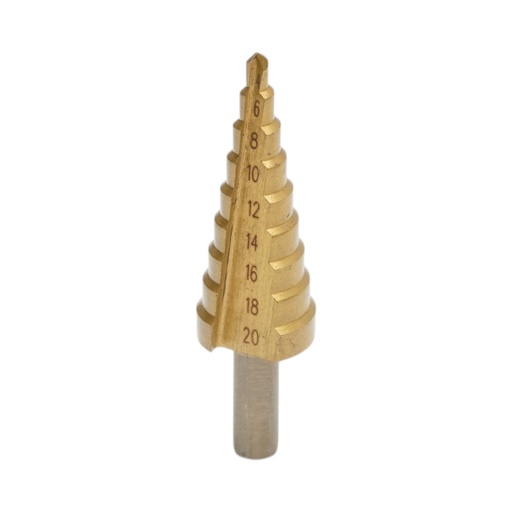 [AMAT6-121898] Burghiu conic in 9 trepte 4-20mm din otel 4241 HSS pentru metal, aluminiu, lemn, plastic, alama
