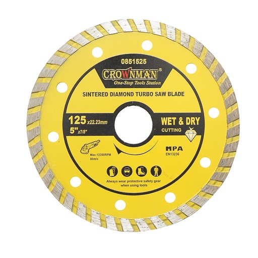 [AMAT6-121906] Disc diamantat turbo sinterizat 125x22.23mm, taiere umeda/uscata pentru piatra, gresie, ceramica, marmura Crownman