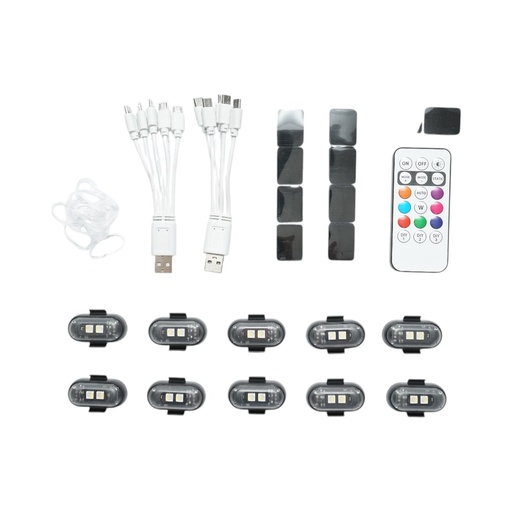 [AMAT6-122184] Set 10 lampi LED RGB stroboscopice cu telecomanda, 10 moduri, 8 culori, baterie litiu 110mAh reincarcabila USB-C IP65