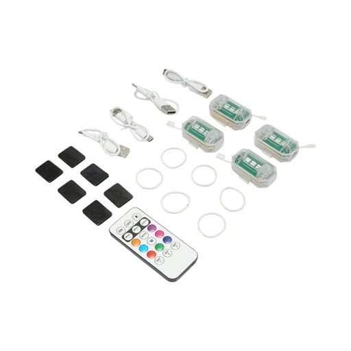 [AMAT6-122186] Set 4 lampi LED RGB stroboscopice cu telecomanda, 10 moduri, 8 culori, baterie litiu 150mAh reincarcabila USB-C IP65