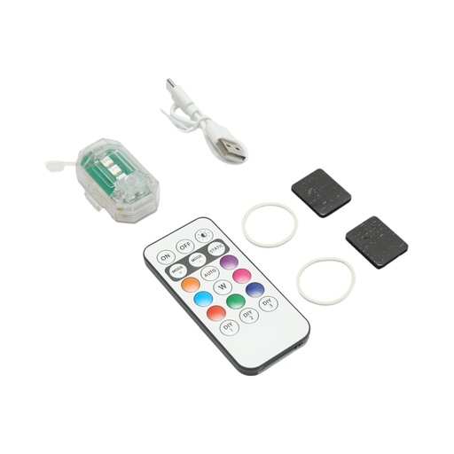[AMAT6-122185] Lampa LED RGB stroboscopica cu telecomanda, 10 moduri, 8 culori, baterie litiu 150mAh reincarcabila USB-C IP65