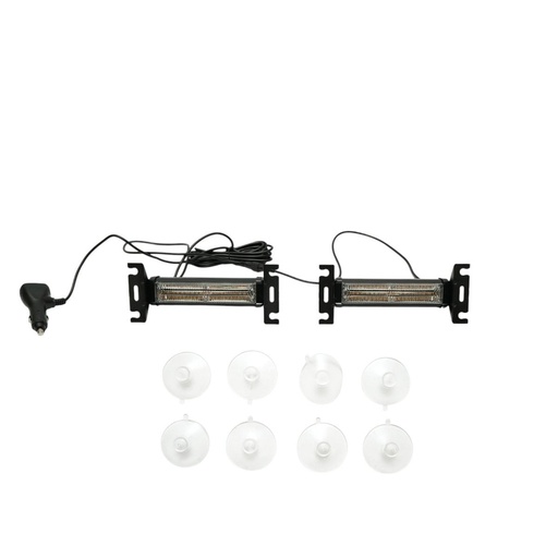 [AMAT6-122194] Set 2 lampi LED galbene 12V, 18W, 17 moduri stroboscopice, prindere cu ventuze, carcasa aluminiu 165x42x42mm
