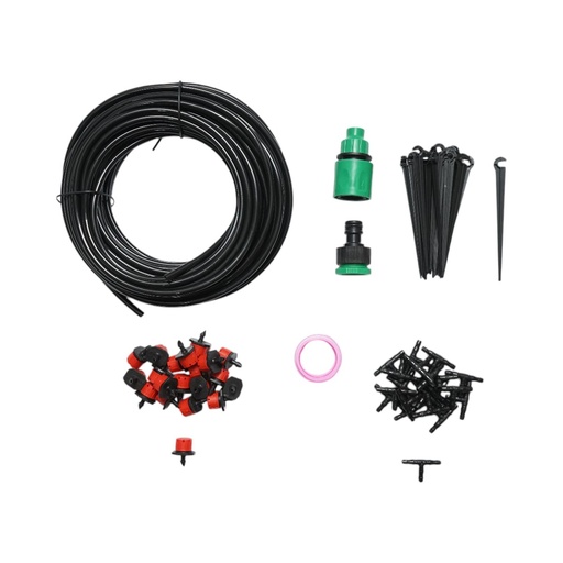 [AMAT6-122339] Kit complet irigare prin picurare cu furtun 15.5m, duze, conectori, tije de fixare 64 piese
