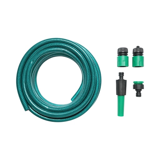 [AMAT6-122391] Set rola 7.5m furtun gradina PVC impletit 1/2 inch cu duza stropit reglabila, conectori si adaptor robinet 3/4-1/2 inch