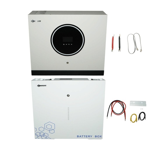 [AMAT6-122415] Sistem solar All-in-One cu invertor hibrid 5kW ON/OFF GRID monofazic, baterie integrata Li-ion 5.12kWh LiFePO4 51.2V 200Ah Bourget