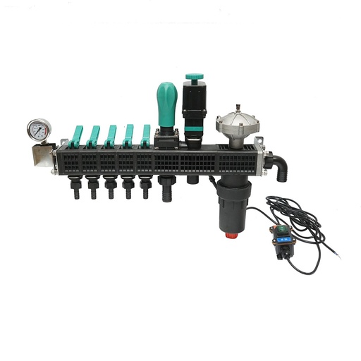[AMAT6-122423] Distribuitor erbicidator cu 5 cai, filtru, supapa electrica si manometru cu glicerina 25 bar
