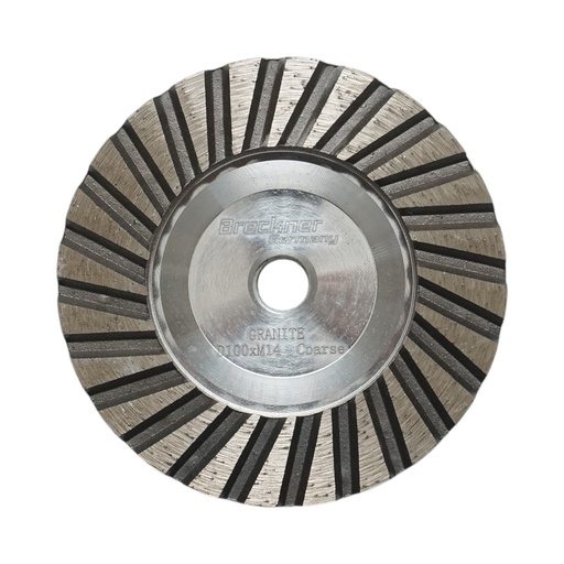 [AMAT6-122450] Disc diamantat turbo segmentat tip cupa 100mm, filet M14, grosier din aluminiu pentru slefuire granit