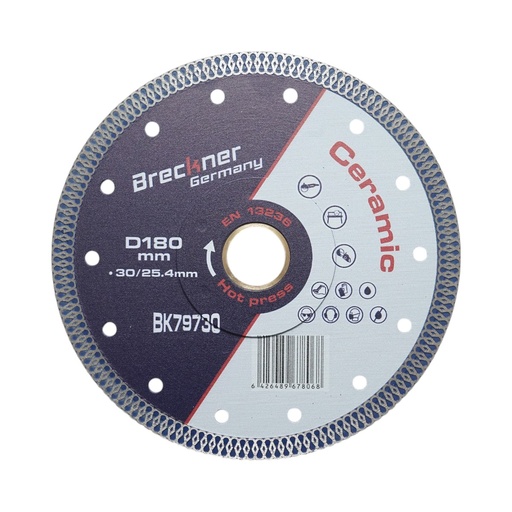 [AMAT6-122479] Disc diamantat turbo continuu 180x30/25.4mm, segment 10mm pentru gresie, faianta, ceramica dura