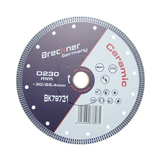 [AMAT6-122480] Disc diamantat turbo continuu 230x30/25.4mm, taiere umeda/uscata pentru ceramica dura, gresie, faianta