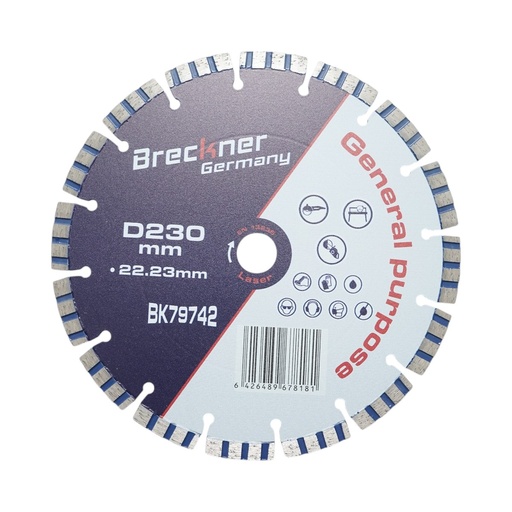[AMAT6-122491] Disc diamantat turbo segmentat 230x22.23mm, segment 10mm pentru beton armat, piatra dura, pavele