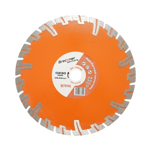 [AMAT6-122493] Disc diamantat turbo segmentat 230x22.23mm, segment 8mm pentru BCA, caramida, sapa, beton armat