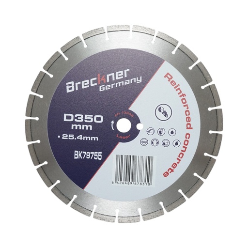 [AMAT6-122503] Disc diamantat segmentat 350x25.4mm, segment 10mm pentru beton armat, pavele, boltari, piatra dura