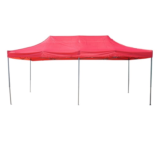 [AMAT6-122588] Cort pavilion pliabil 3x6m rosu impermeabil, inaltime reglabila, cadru metalic