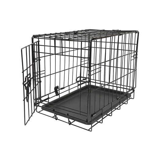 [AMAT6-122660] Cusca transport animale pliabila din metal cu tava detasabila si maner 44.5x30.5x36.5cm