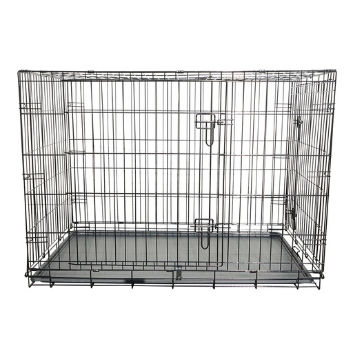 [AMAT6-122664] Cusca transport animale pliabila din metal cu 2 usi, tava detasabila si maner 122x75.5x84cm