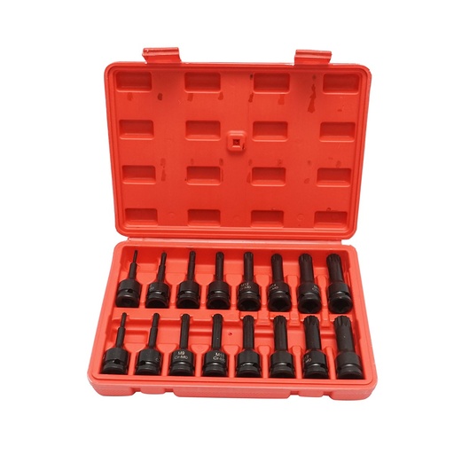 [AMAT6-122832] Trusa chei tubulare de impact spline lungi M4-M19, patrat 1/2 inch 16 piese