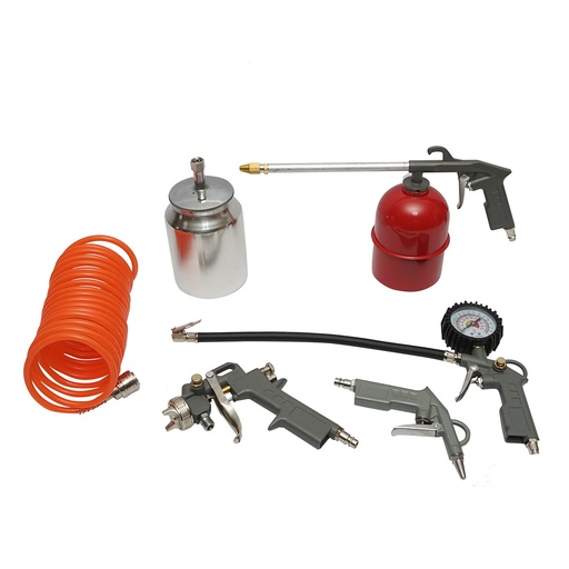 [AMAT6-123034] Set 5 piese aer comprimat cu furtun spiralat 5m, pistol spalat, vopsit, umflat si suflat aer