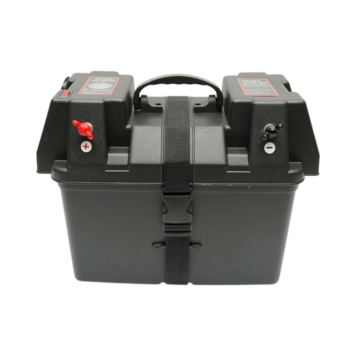 [AMAT6-123103] Cutie baterie auto 12V cu voltmetru DC 6-36V, afisaj LCD, intrerupator cirucit 16A, 2 prize bricheta, 2xUSB 340x195x200mm
