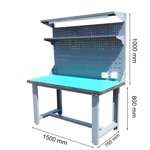 [AMAT6-123707] Masa, banc de lucru atelier cu priza 220V, panou perforat si iluminat LED 1500x750x800+1000mm