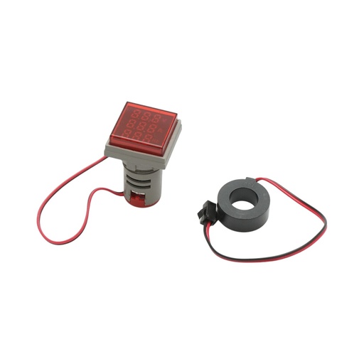 [AMAT6-123781] Indicator digital frecventa, ampermetru, voltmetru LED rosu 0-99Hz/0-100A/50-500V AC Ø 22mm