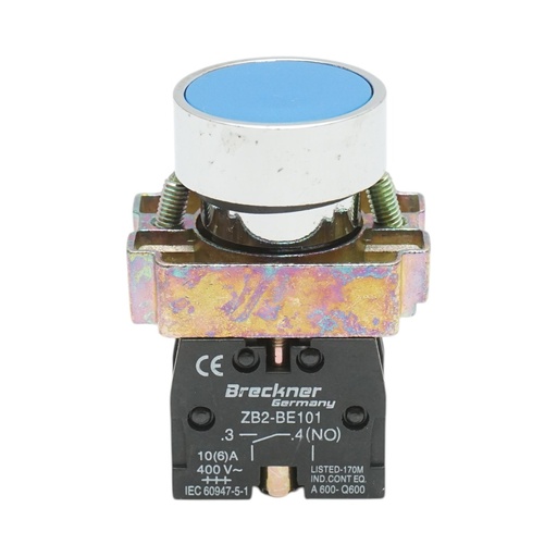 [AMAT6-123839] Buton comanda metalic albastru cu revenire 1NO+1NC, 400V/10A, LAY5